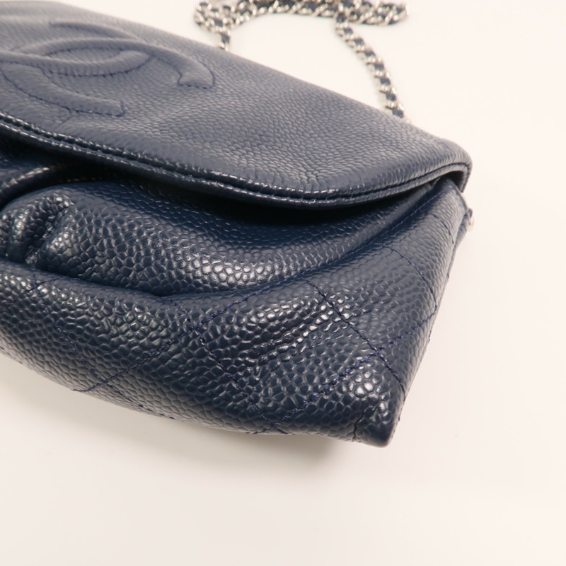 CHANEL 牛皮皮革WOC銀扣鏈帶肩背袋-10