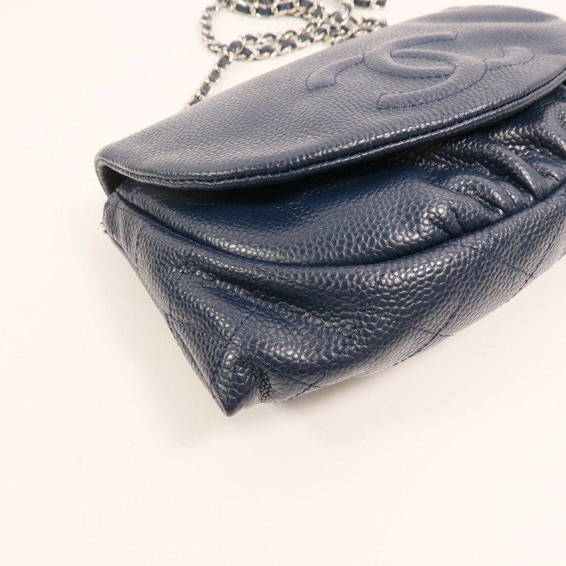 CHANEL 牛皮皮革WOC銀扣鏈帶肩背袋-11