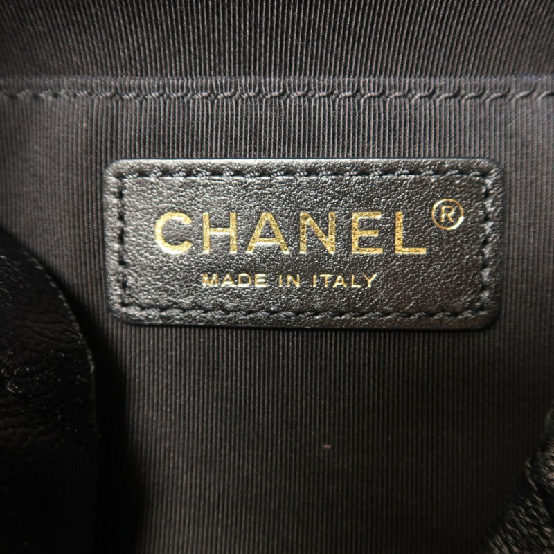 CHANEL 牛皮皮革Bucket Bag金扣鏈帶手挽肩背兩用袋-5
