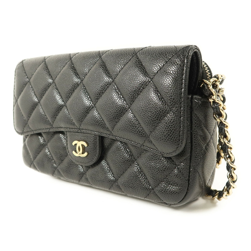 CHANEL 牛皮皮革Phone Case Bag金扣鏈帶肩背袋-2