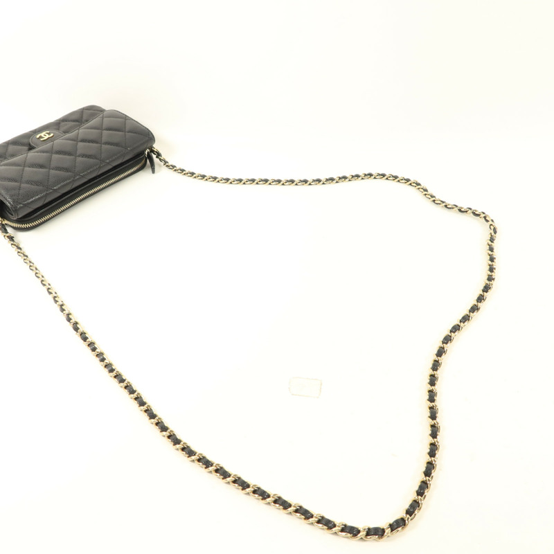 CHANEL 牛皮皮革Phone Case Bag金扣鏈帶肩背袋-9