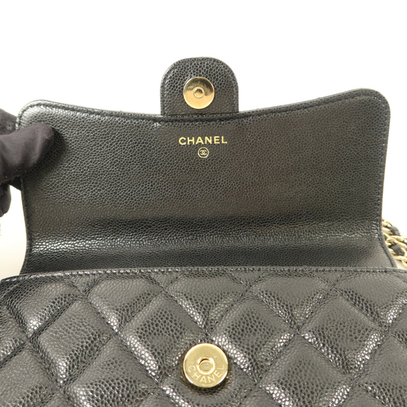 CHANEL 牛皮皮革Phone Case Bag金扣鏈帶肩背袋-12