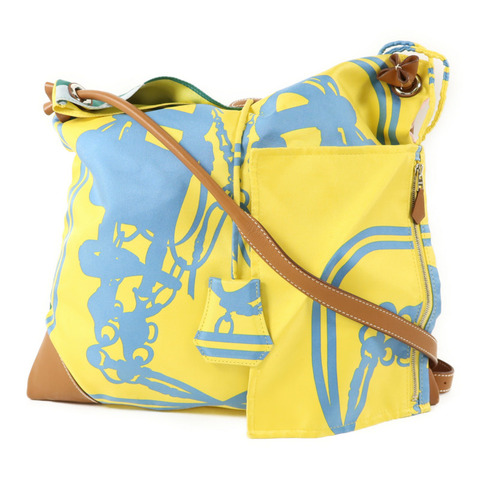 HERMES 絲質Silk City銀扣肩背袋