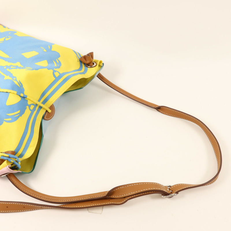 HERMES 絲質Silk City銀扣肩背袋-8