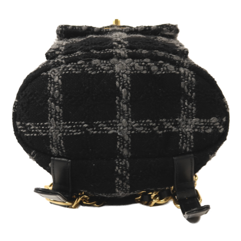CHANEL Tweed Duma Tweed Backpack金扣鏈帶背包-3