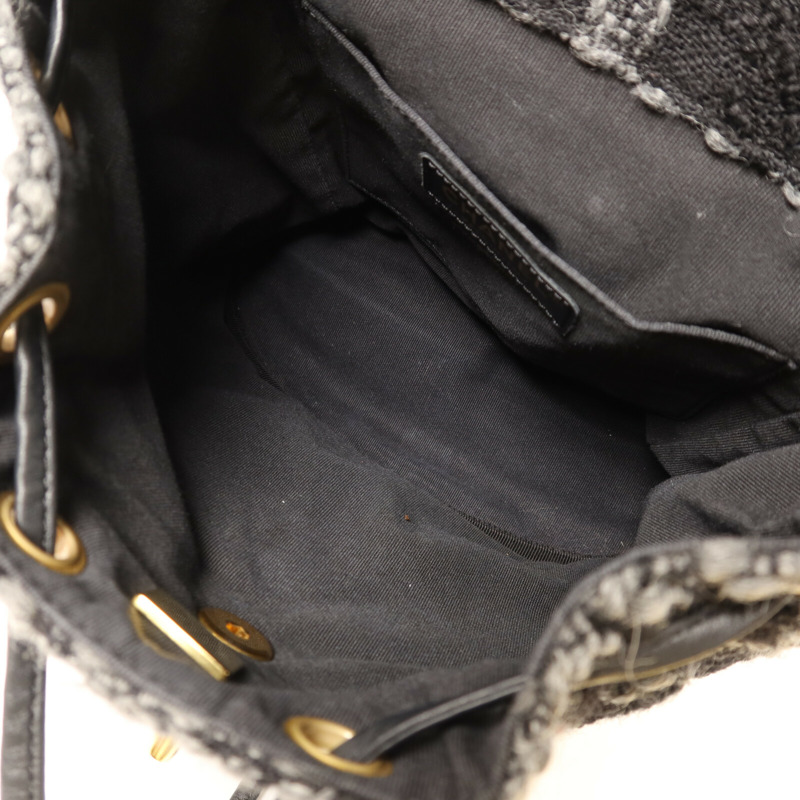 CHANEL Tweed Duma Tweed Backpack金扣鏈帶背包-4