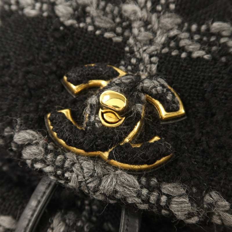 CHANEL Tweed Duma Tweed Backpack金扣鏈帶背包-8