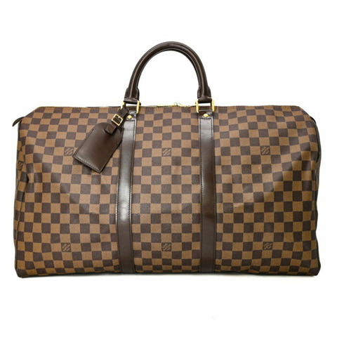 路易威登 Keepall 50 波士頓包，Damier 棕色皮革，M41427