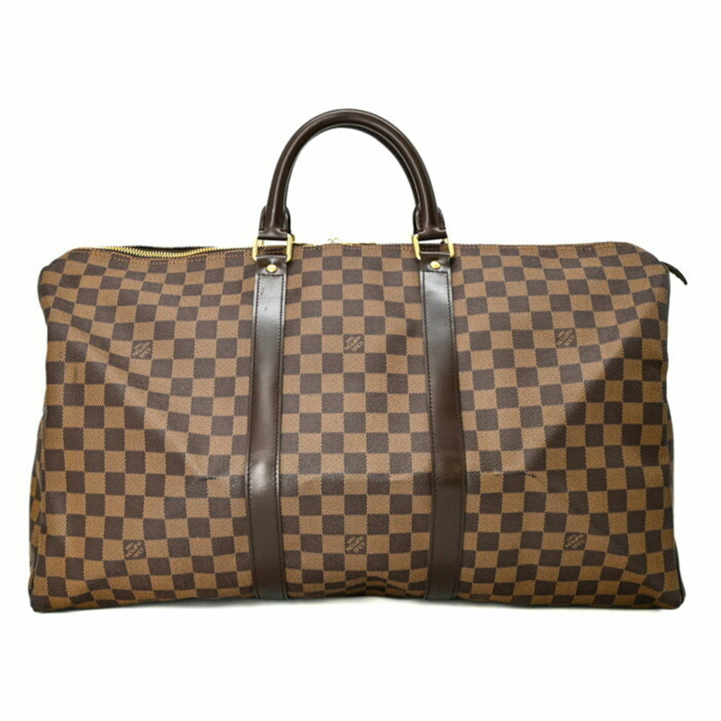 路易威登 Keepall 50 波士頓包，Damier 棕色皮革，M41427-1