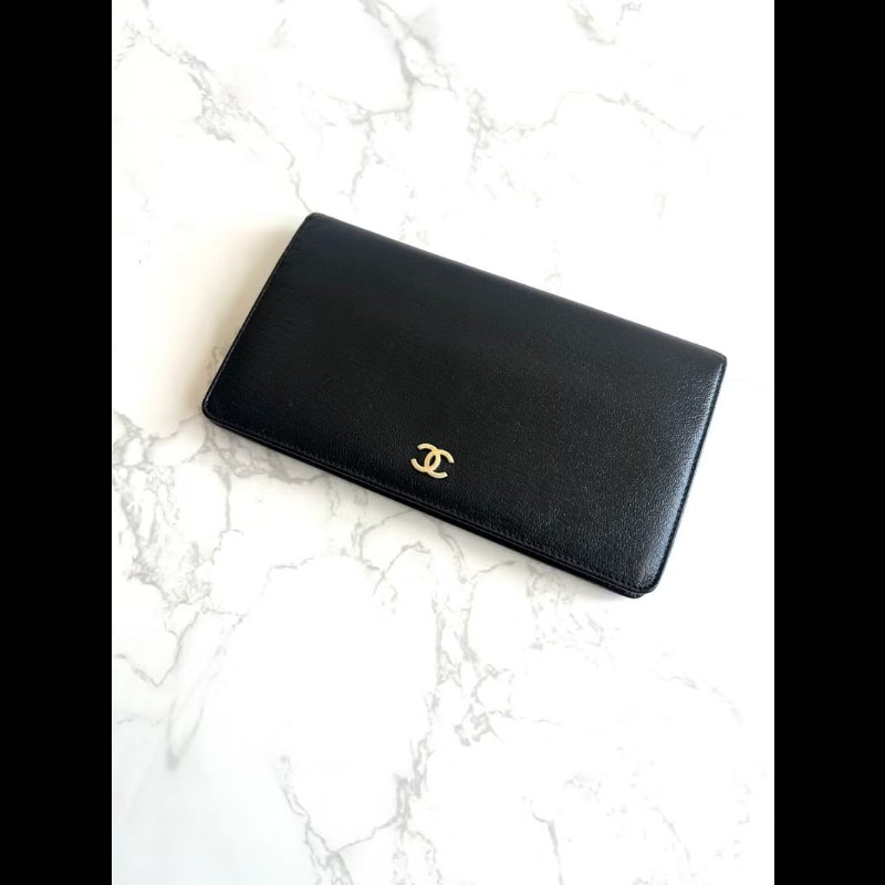 【LA LUNE】絕版古董包 中古包 Chanel黑金色WOC 長夾 側背包 斜背包 單肩包 二手包-5