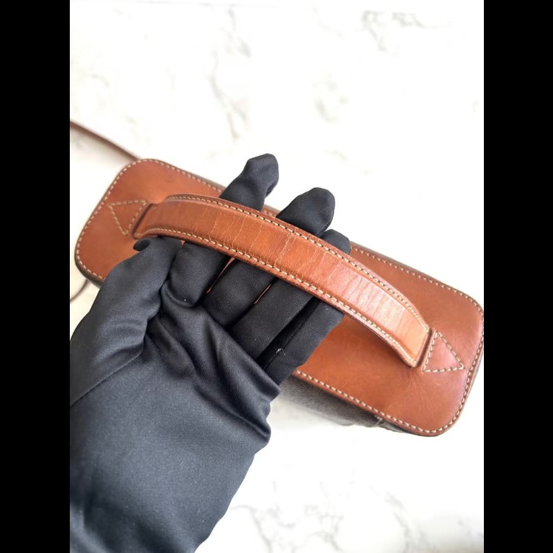 絕版古董包 Celine咖啡色老花甜甜圈盒子包 斜背包 側背包 單肩包-5