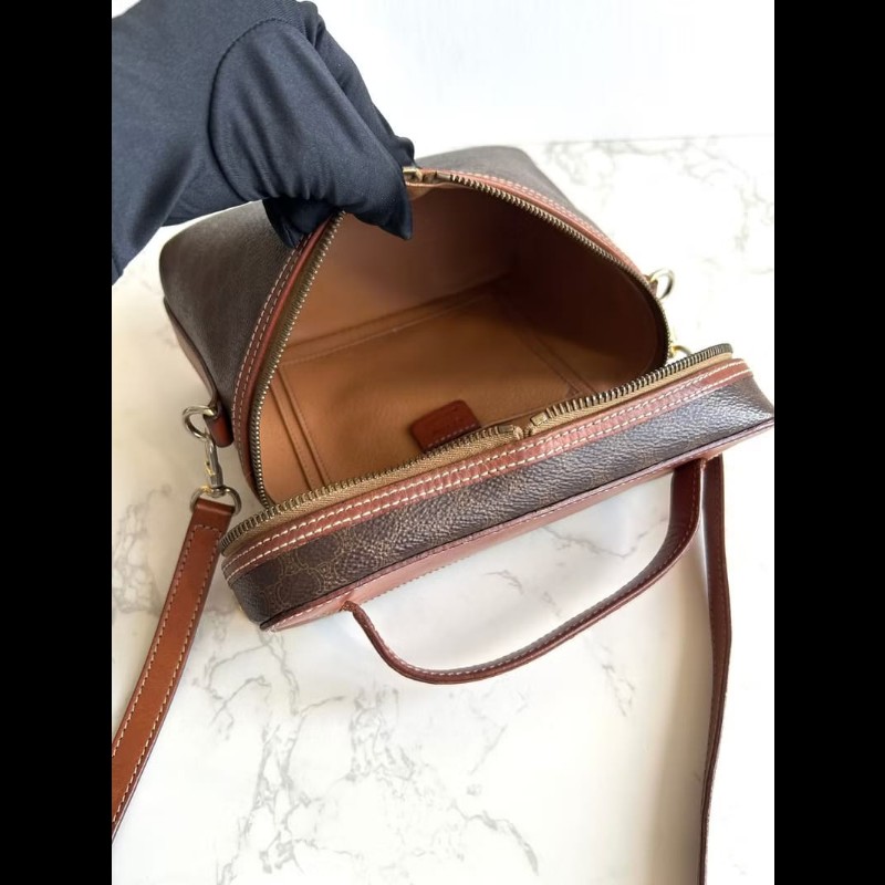 絕版古董包 Celine咖啡色老花甜甜圈盒子包 斜背包 側背包 單肩包-7