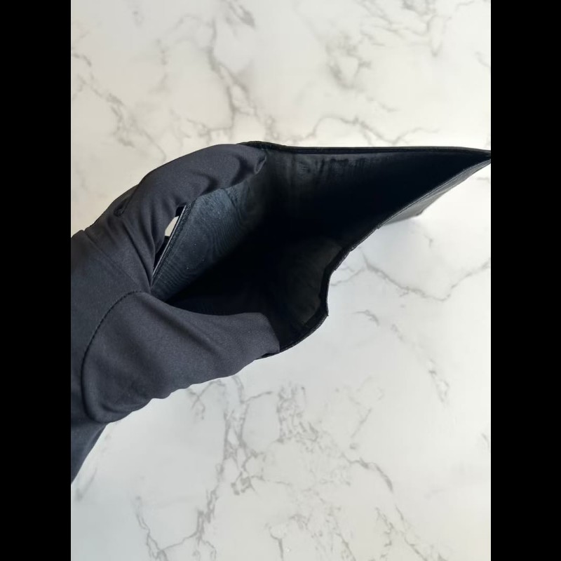 【LA LUNE】稀有中古二手Chanel黑色皮革中短夾旅行護照套錢包男女小手拿袋-5