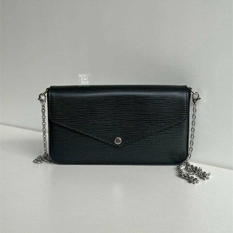 閒置新🖤 Louis Vuitton LV 路易威登 Félicie Pochette 三合一 WOC 水波紋 黑色