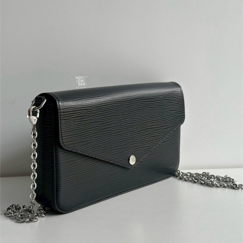 閒置新🖤 Louis Vuitton LV 路易威登 Félicie Pochette 三合一 WOC 水波紋 黑色-1