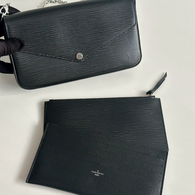 閒置新🖤 Louis Vuitton LV 路易威登 Félicie Pochette 三合一 WOC 水波紋 黑色-13