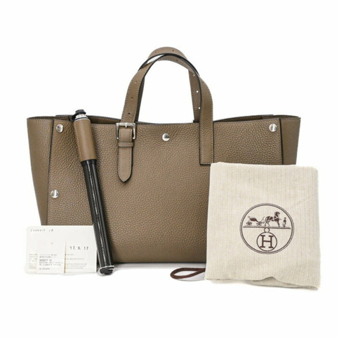 HERMES Sac Vello 手提包，Taurillon Clemence 皮革，女士，Etoupe