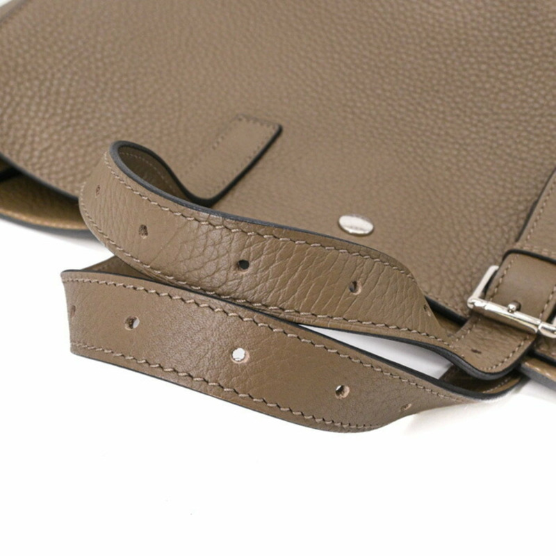 HERMES Sac Vello 手提包，Taurillon Clemence 皮革，女士，Etoupe-6