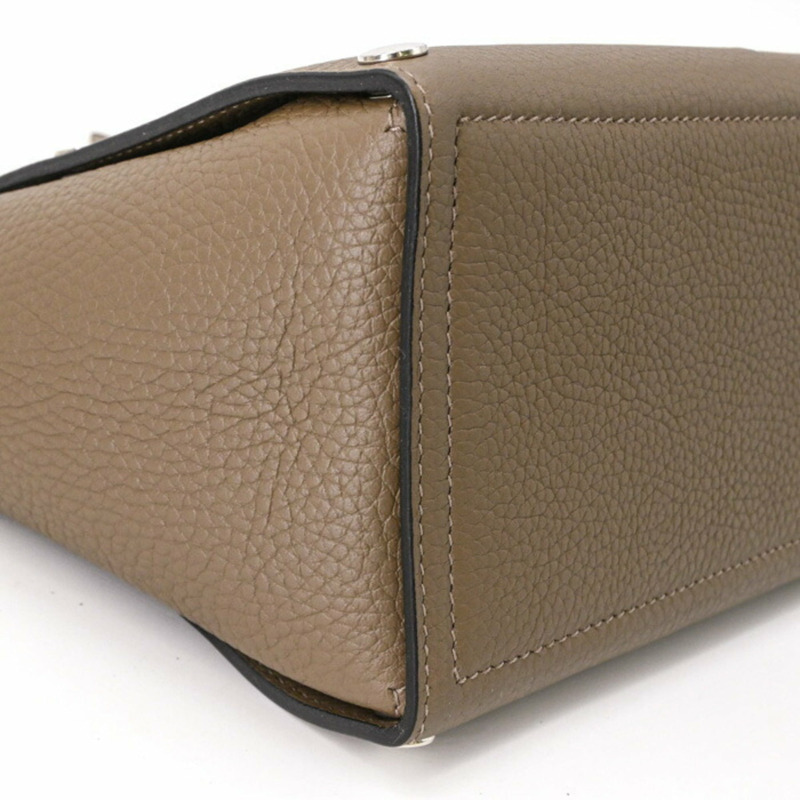 HERMES Sac Vello 手提包，Taurillon Clemence 皮革，女士，Etoupe-7