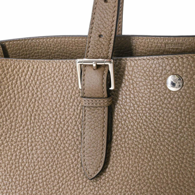 HERMES Sac Vello 手提包，Taurillon Clemence 皮革，女士，Etoupe-9