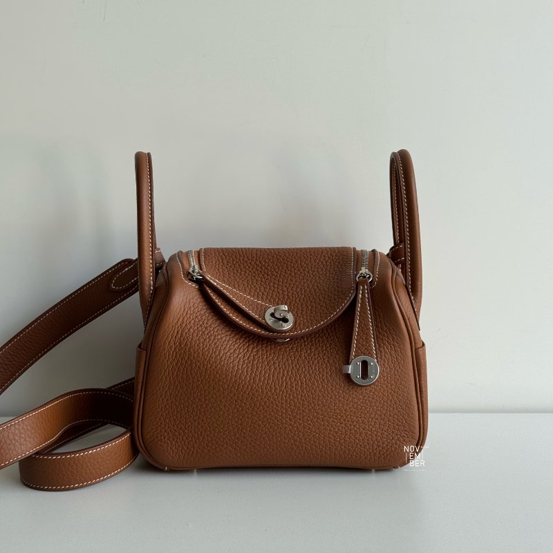 99新🆕 全配有購證🙌🏻 Hermès 愛馬仕 Mini Lindy 金棕銀釦二代-0