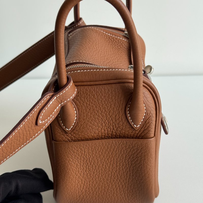 99新🆕 全配有購證🙌🏻 Hermès 愛馬仕 Mini Lindy 金棕銀釦二代-6