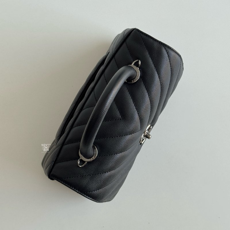 99新🆕 全配有購證🙌🏻 保卡款28開 Chanel Coco Handle 小號 黑銀🖤-2