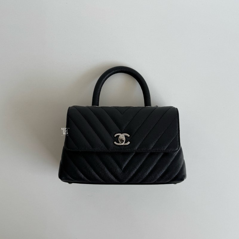 99新🆕 全配有購證🙌🏻 保卡款28開 Chanel Coco Handle 小號 黑銀🖤-4
