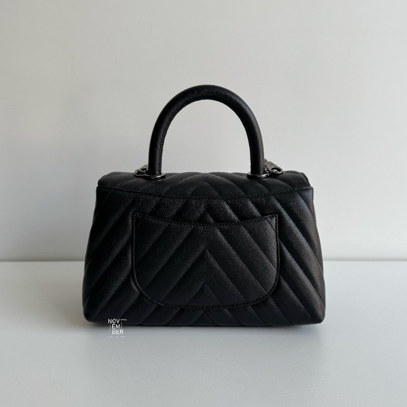 99新🆕 全配有購證🙌🏻 保卡款28開 Chanel Coco Handle 小號 黑銀🖤-5