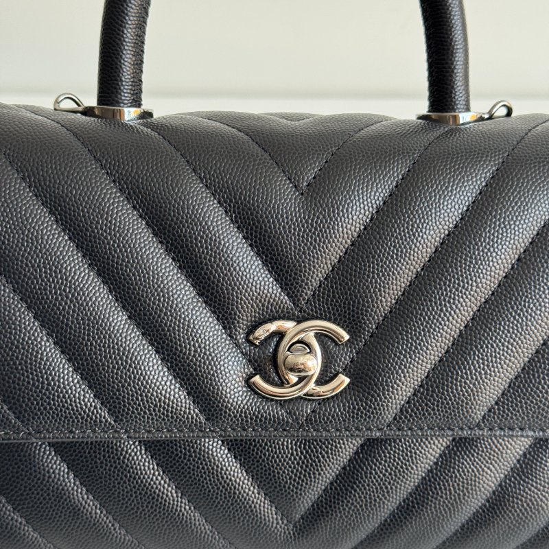 99新🆕 全配有購證🙌🏻 保卡款28開 Chanel Coco Handle 小號 黑銀🖤-14