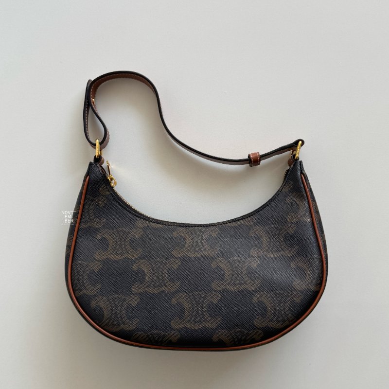 99新🆕 Celine 瑟琳 AVA 老花半月包 棕色-2