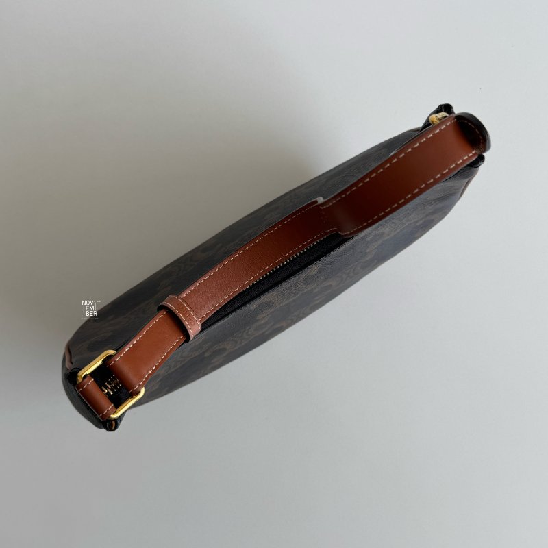 99新🆕 Celine 瑟琳 AVA 老花半月包 棕色-3