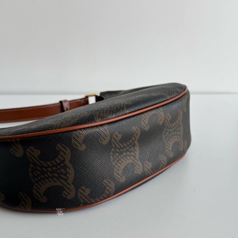 99新🆕 Celine 瑟琳 AVA 老花半月包 棕色-5