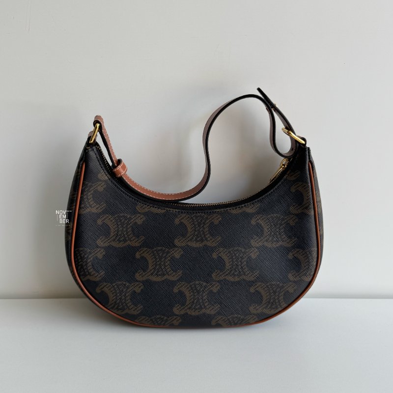 99新🆕 Celine 瑟琳 AVA 老花半月包 棕色-6