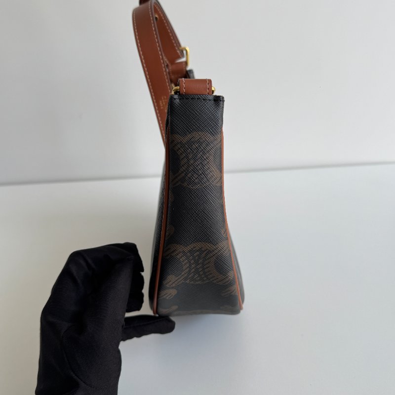 99新🆕 Celine 瑟琳 AVA 老花半月包 棕色-9