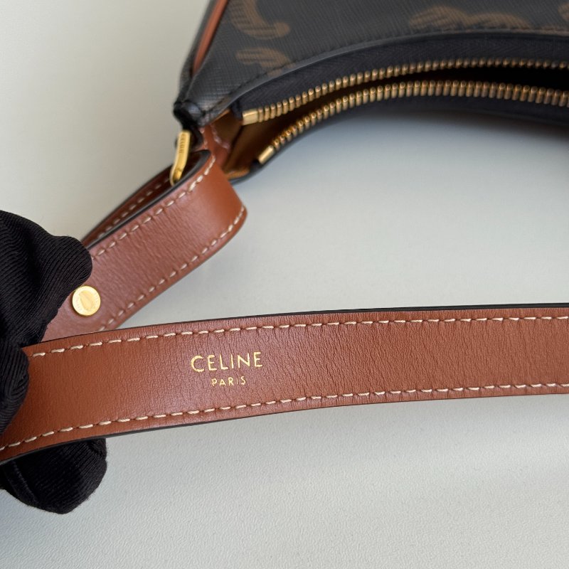 99新🆕 Celine 瑟琳 AVA 老花半月包 棕色-10