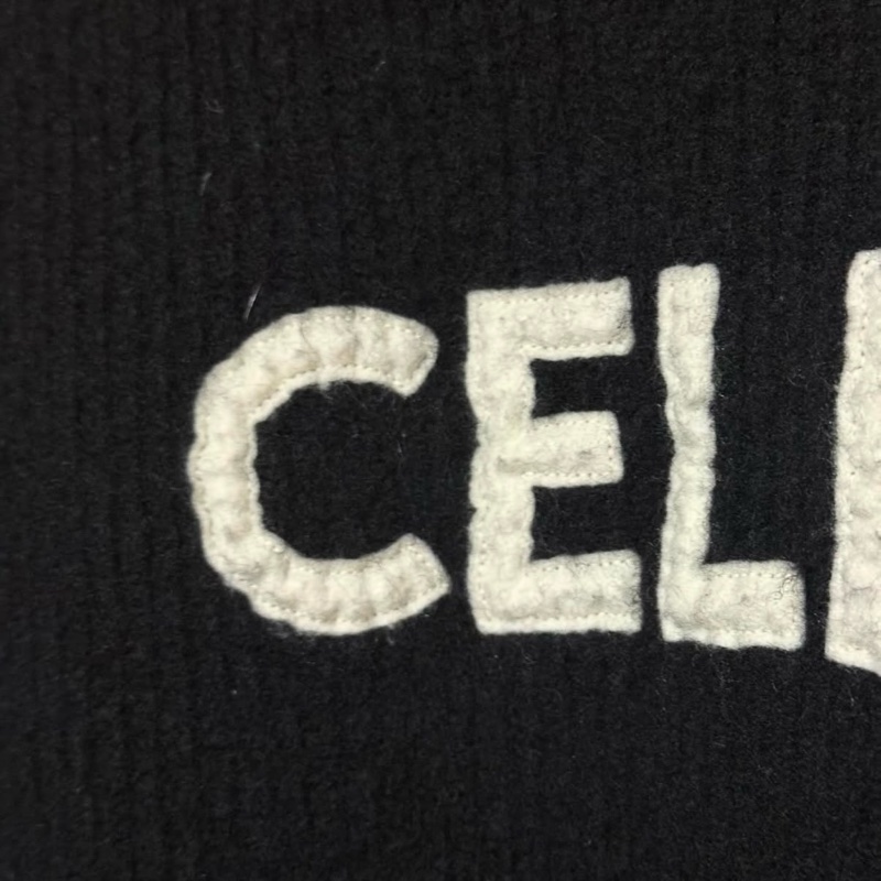celine 全羊毛黑色毛衣 s號出清 大logo 衣長57-2