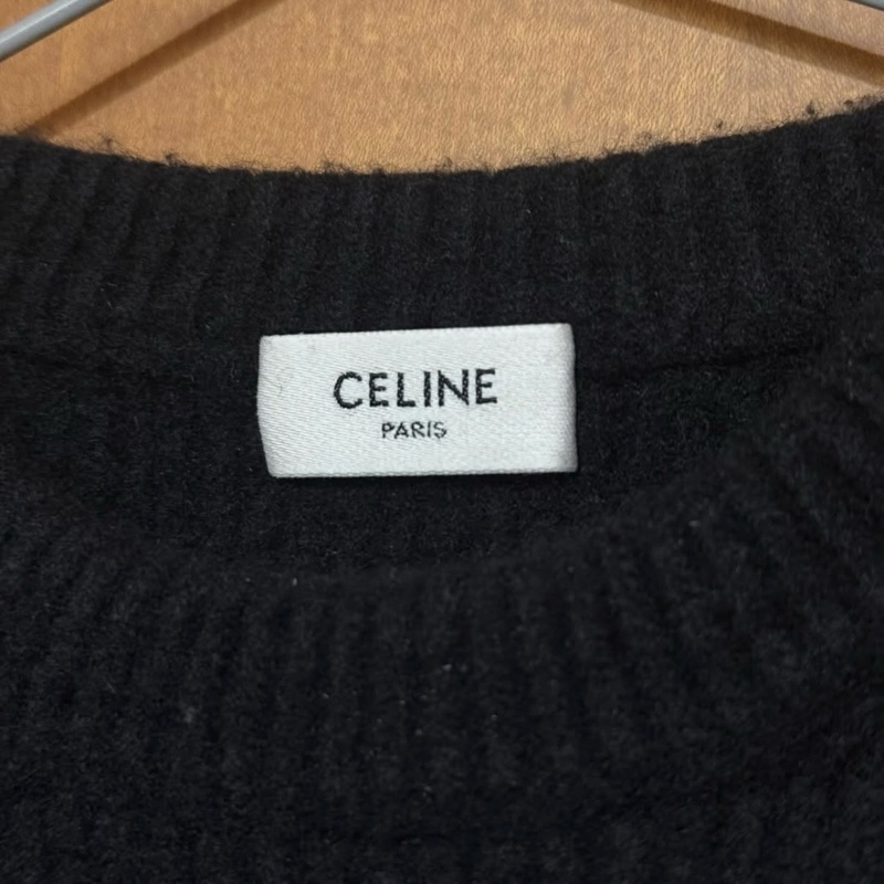 celine 全羊毛黑色毛衣 s號出清 大logo 衣長57-3