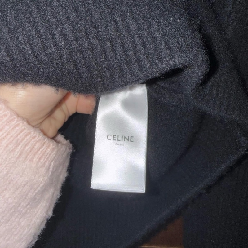 celine 全羊毛黑色毛衣 s號出清 大logo 衣長57-4