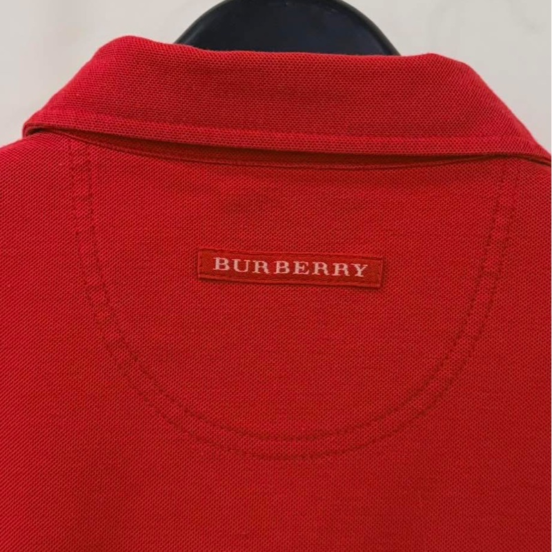 BURBERRY GOLF 肩格紋刺繡戰馬POLO上衣 紅色-4