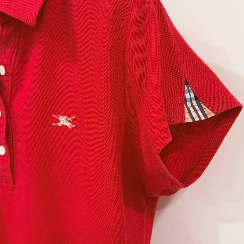 BURBERRY GOLF 肩格紋刺繡戰馬POLO上衣 紅色-5