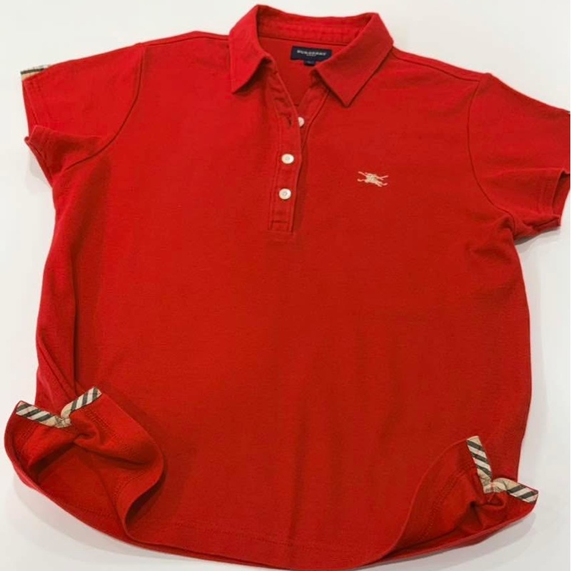 BURBERRY GOLF 肩格紋刺繡戰馬POLO上衣 紅色-7