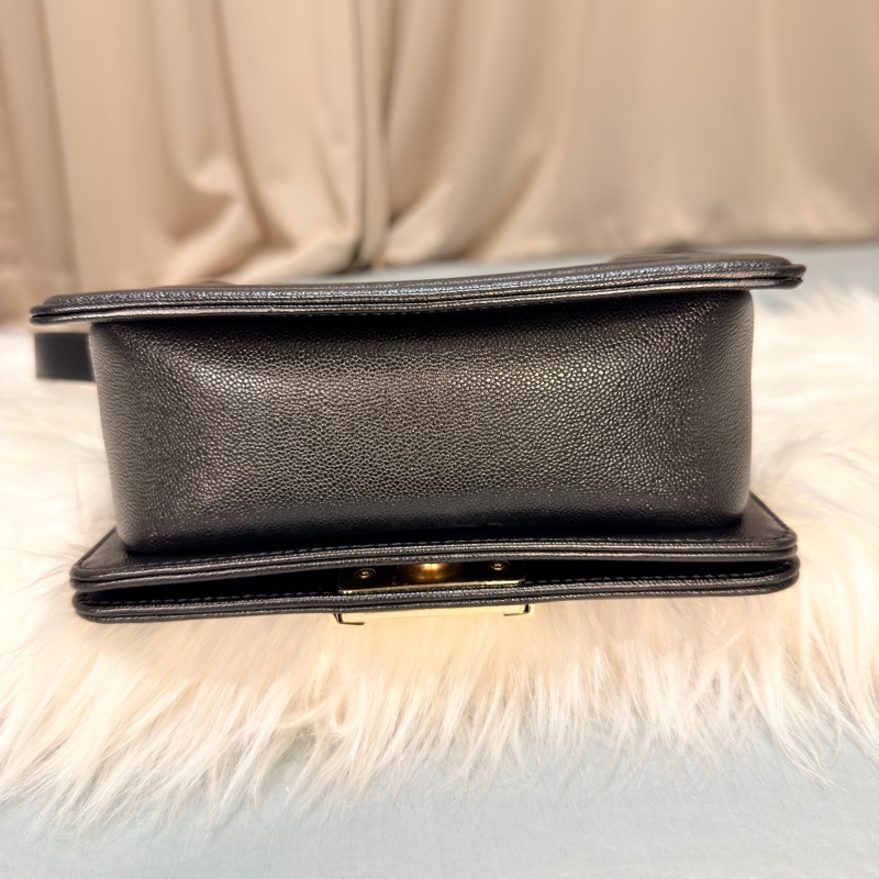 Chanel Boy Mini 黑色荔枝紋牛皮 金鍊 迷你翻蓋斜背包-8