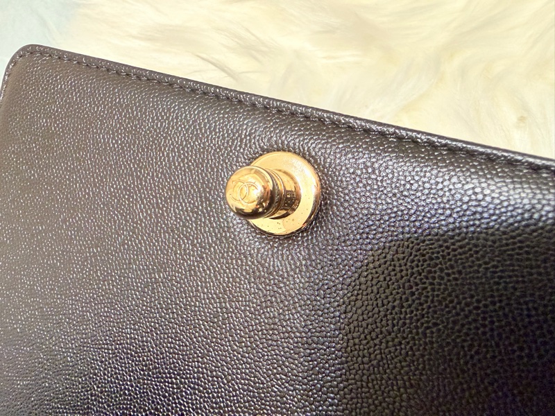 Chanel Boy Mini 黑色荔枝紋牛皮 金鍊 迷你翻蓋斜背包-14