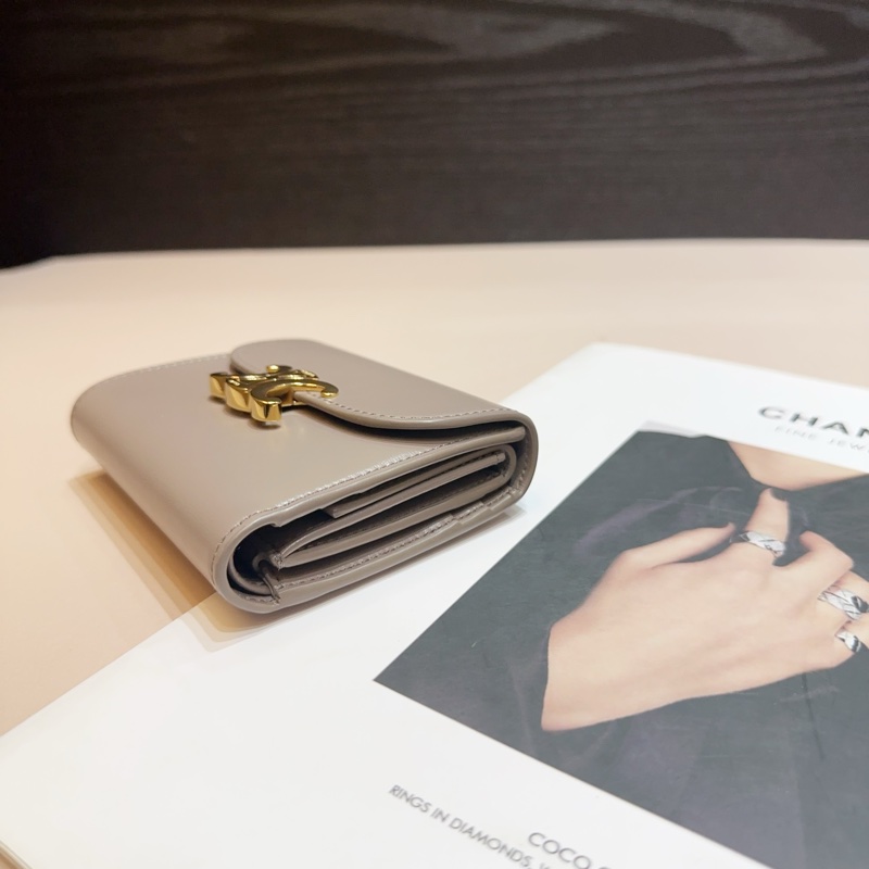 Celine 鵝卵石金釦內零錢三折短夾-3