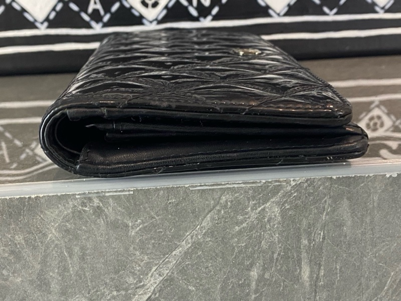 Chanel/香奈兒黑銀漆皮長款拉鍊錢包，19開 無附件-2