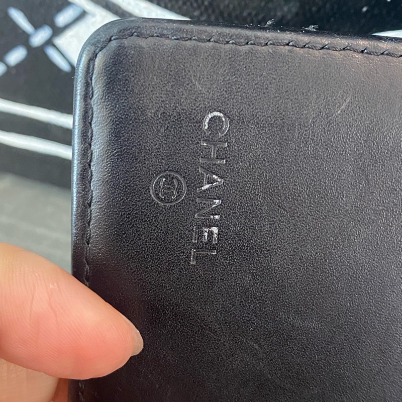 Chanel/香奈兒黑銀漆皮長款拉鍊錢包，19開 無附件-7