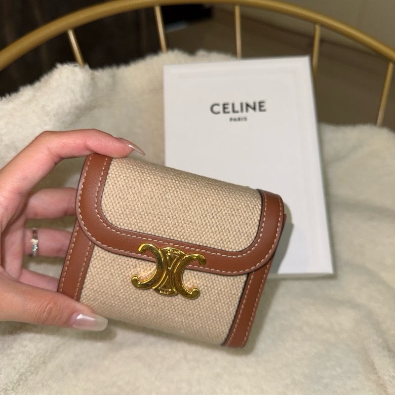 CELINE TRIOMPHE小號翻蓋錢包 褐色-1