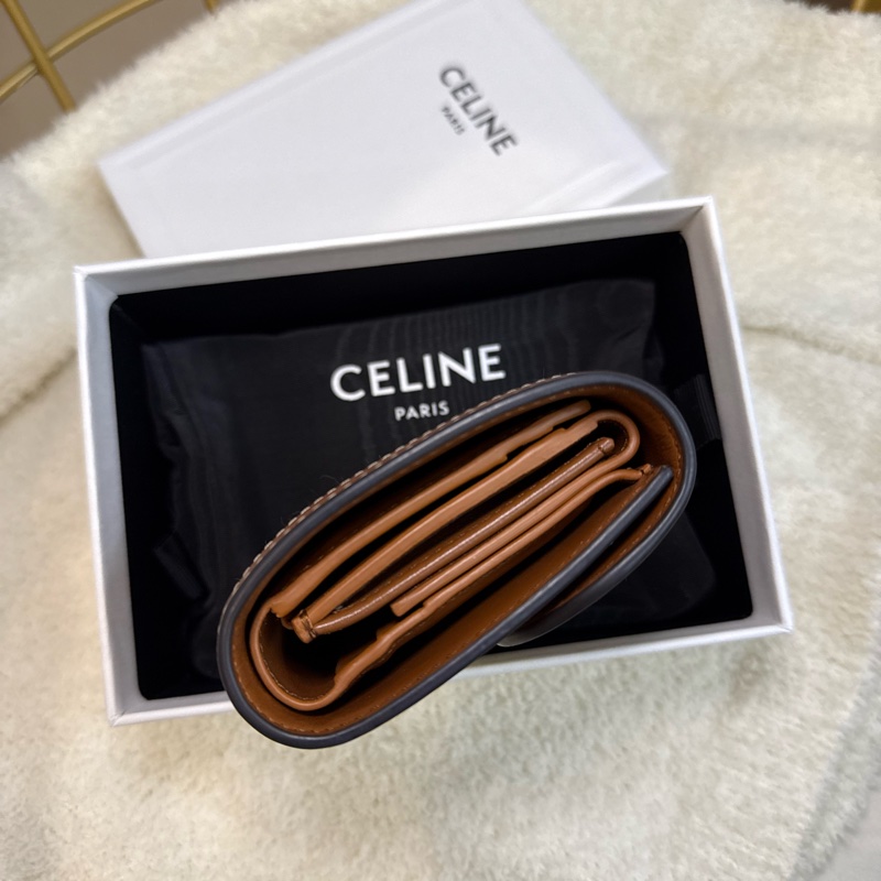 CELINE TRIOMPHE小號翻蓋錢包 褐色-8