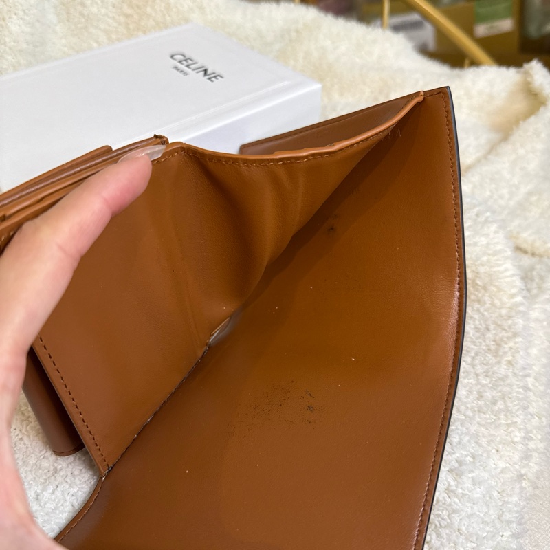 CELINE TRIOMPHE小號翻蓋錢包 褐色-9